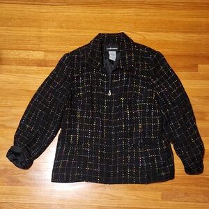 Sag Harbor Black Multicolor Plaid Women's Blazer